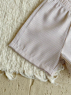 Boys Beige Striped Shirt & Shorts Co-Ord Set | Half Sleeve Summer Outfit