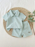 Boys Mint Green Striped Shirt & Shorts Co-Ord Set | Premium Summer Outfit