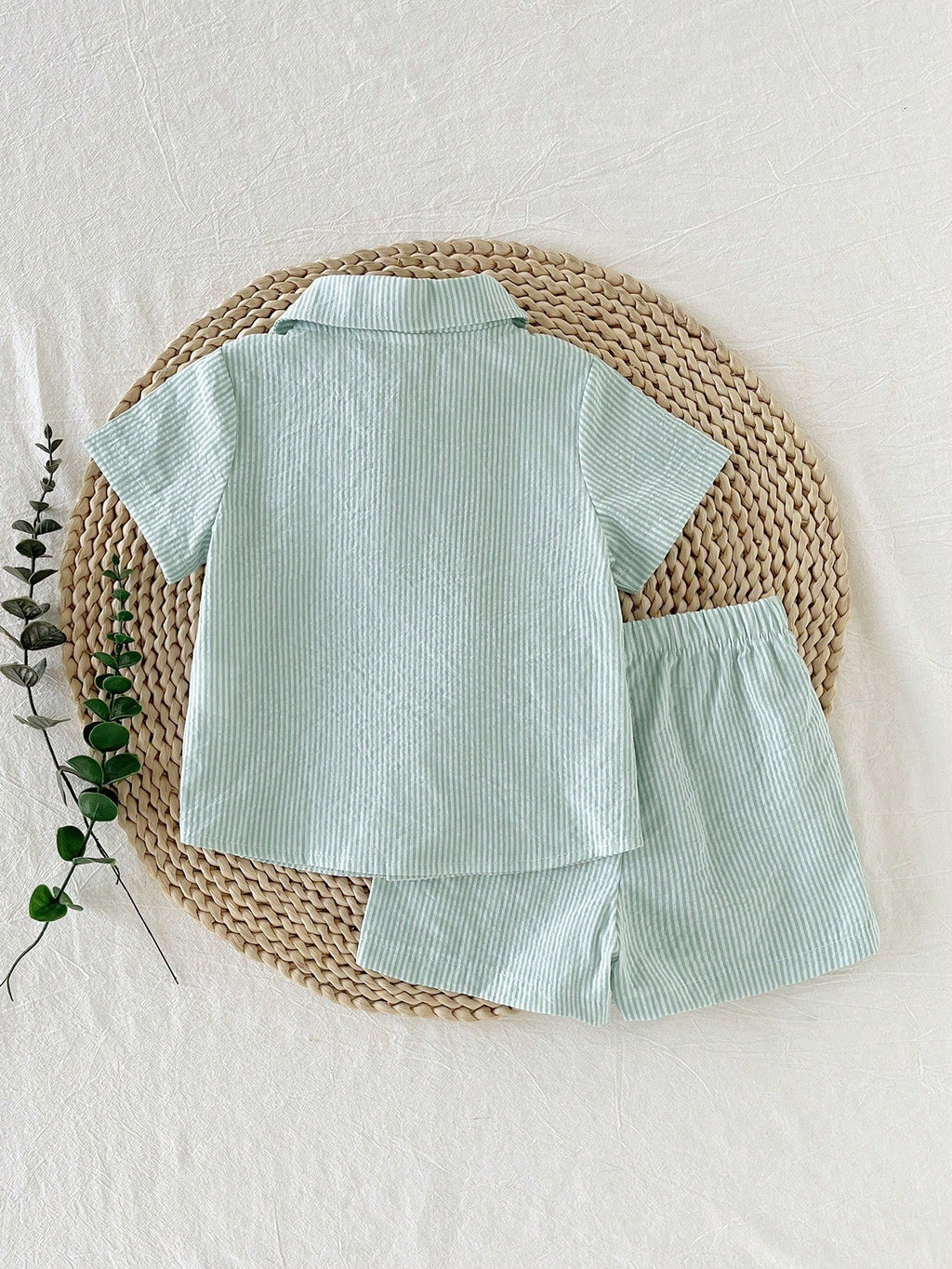 Boys Mint Green Striped Shirt & Shorts Co-Ord Set | Premium Summer Outfit
