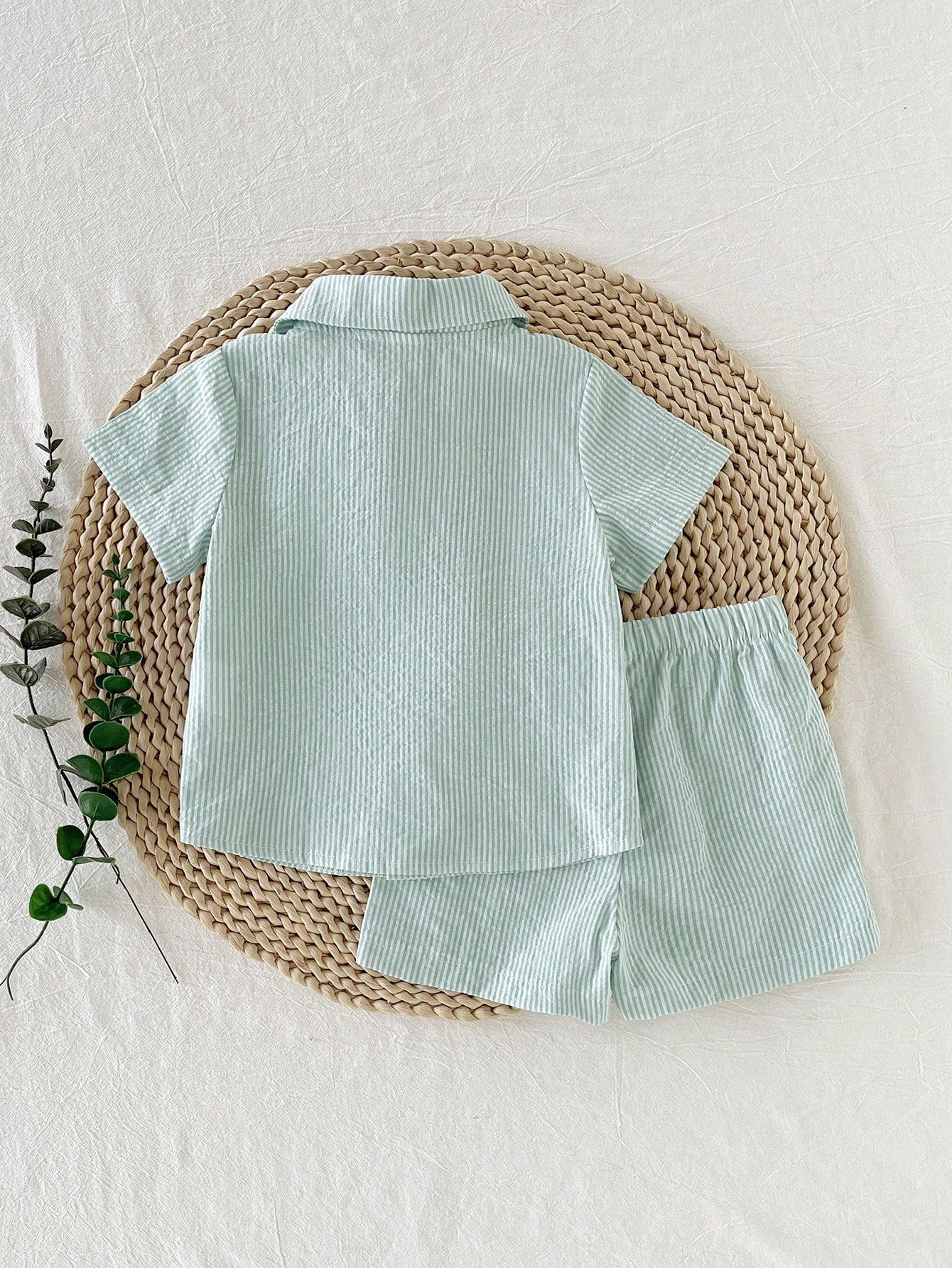 Boys Mint Green Striped Shirt & Shorts Co-Ord Set | Premium Summer Outfit
