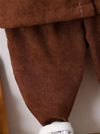 Boys Brown Cotton Shirt & Pant Set