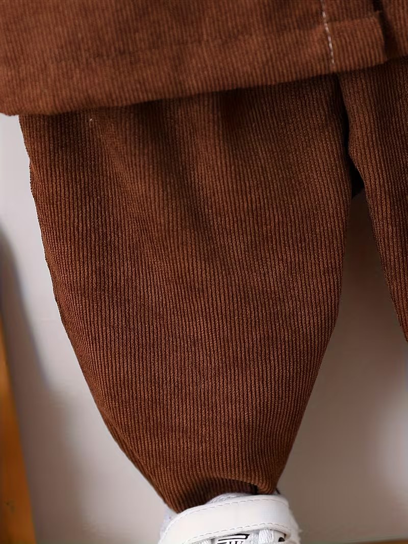 Boys Brown Cotton Shirt & Pant Set