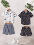 Boys Popcorn Shirt & Striped Shorts Set