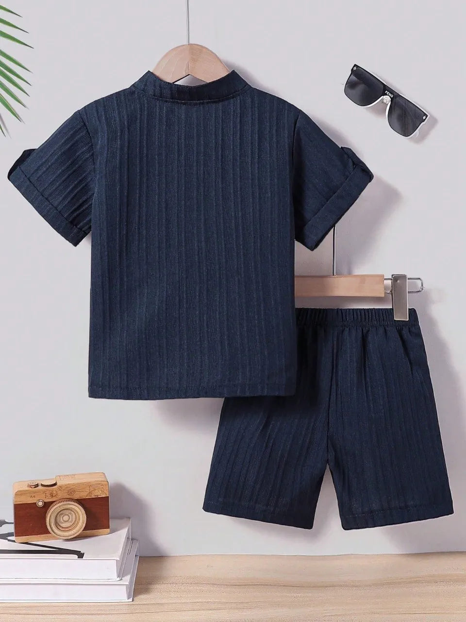 Boys Nevy Blue Popcorn T-Shirt & Shorts Co-Ord Set | Summer Casual Wear for Kids