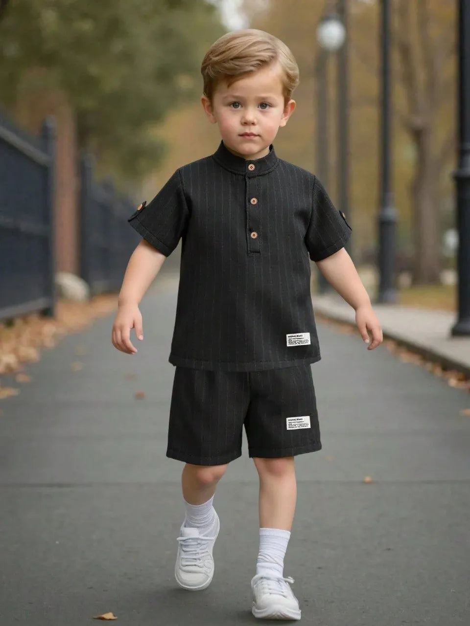 Boys Black Popcorn T-Shirt & Shorts Co-Ord Set | Summer Casual Wear for Kids