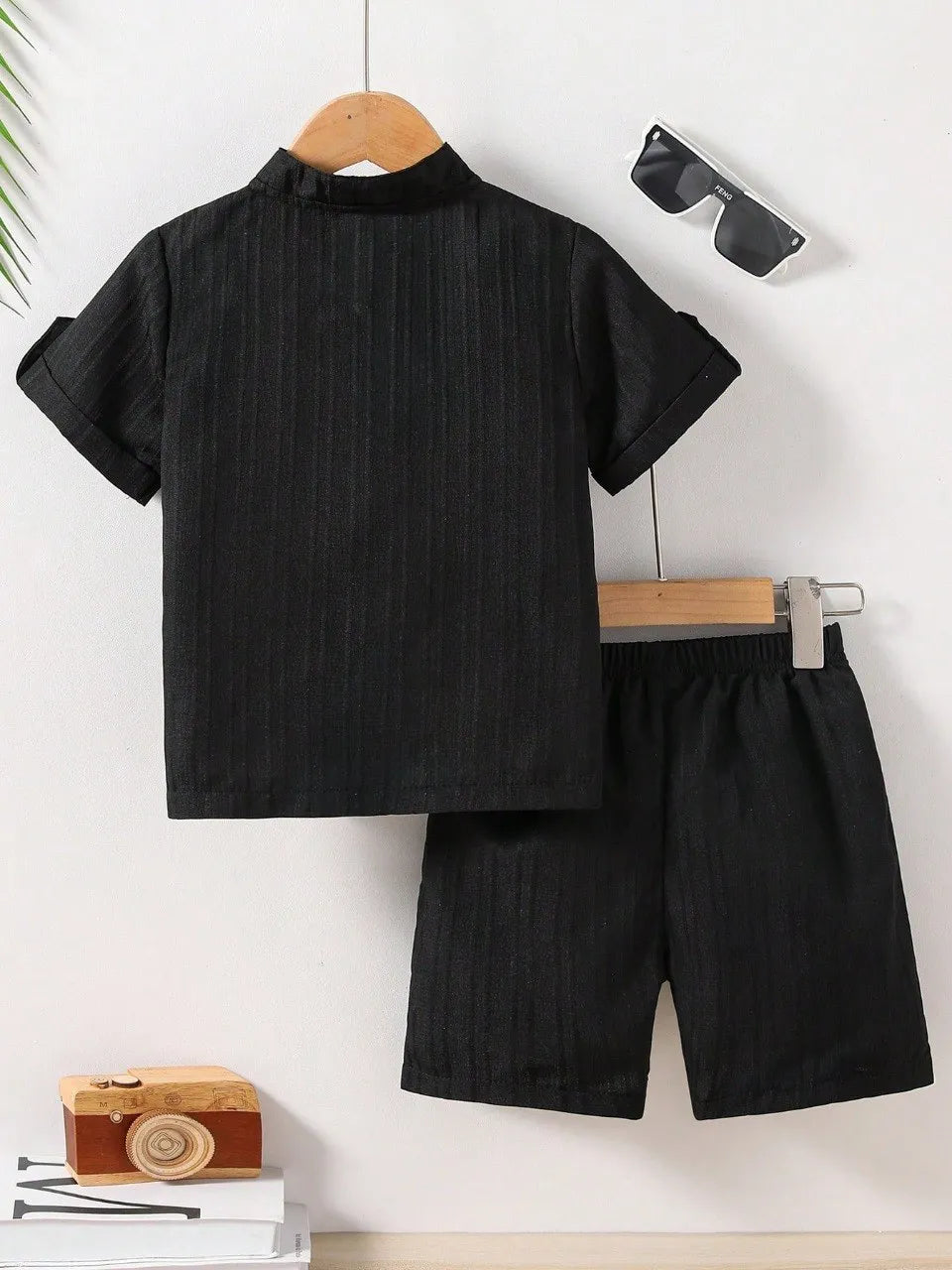 Boys Black Popcorn T-Shirt & Shorts Co-Ord Set | Summer Casual Wear for Kids
