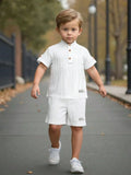 Boys White Popcorn T-Shirt & Shorts Co-Ord Set | Summer Casual Wear for Kids