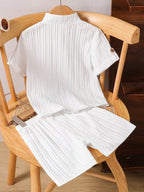 Boys White Popcorn T-Shirt & Shorts Co-Ord Set | Summer Casual Wear for Kids