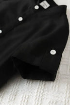 Boys Black Kurta Shirt & White Striped Pants Co-Ord Set | Ethnic Casual Outfit