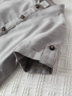Boys Grey Kurta Shirt & White Striped Pants Co-Ord Set | Ethnic Casual Outfit