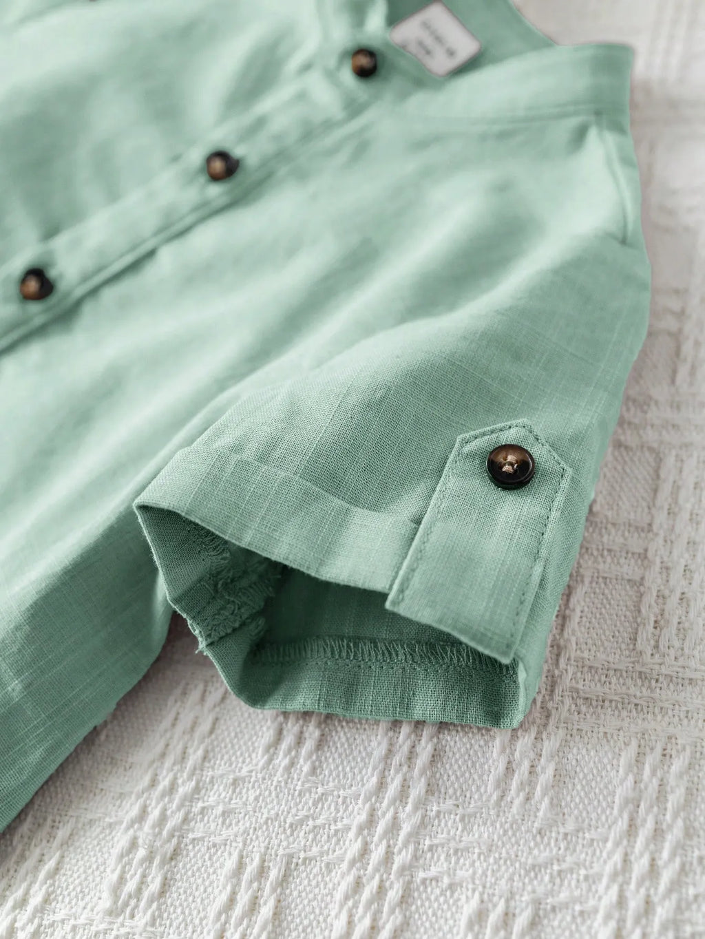 Boys Pista Kurta Shirt & White Striped Pants Co-Ord Set | Ethnic Casual Outfit