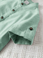 Boys Pista Kurta Shirt & White Striped Pants Co-Ord Set | Ethnic Casual Outfit