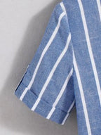 Boys Blue Striped Shirt & White Shorts Co-Ord Set | Smart Casual Outfit for Kids