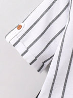 Boys White Striped Shirt & Black Shorts Co-Ord Set | Smart Casual Outfit for Kids